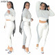 Autumn Winter Thickened Warm Sports Leggings Women'S Sets White Sportswear Ladies Crop Top 2 Piece Set Women