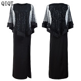 Fashion Sexy Women Clothing Sequins Spliced Prom Dresses Evening Party Dresses Lace Gown For Women