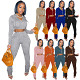 womens Hooded Crop Top and Stacked Pant two piece outfit 2 piece set joggers pants two piece pants set