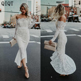 Trend Sexy Robe Knitting Women Clothes 2021 Off Shoulder Mermaid Dress Sexy Lace Evening Dress Women Dresses