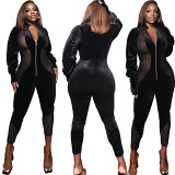 Fall Winter Jumpsuits Women Long Sleeve Bodysuits Patchwork One Piece Rompers Jumpsuits Woman Playsuits