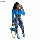 Good Quality Two Piece Set Women Clothing Long Sleeve Shirt And Positioning Print Pants Two Piece Set