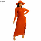 New Style Autumn Solid Color Long Sleeve Career Dresses Fashion Tassel Girls Dresses