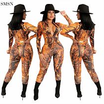 Best Seller Fashion Print Women One Piece Jumpsuits Luxury Long Sleeve Women Jumpsuits And Rompers