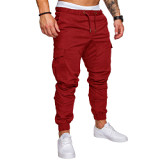Newest Design Clothes Men Pants Many Pants Pocket Woven Fabric Casual Pants Beam Foot Overalls