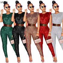 Best Seller Sleeveless Solid Color Sequins Women Jumpsuit Fashion Women Jumpsuits And Rompers