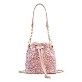 2021 Fashion sequins mini bucket chain ladies hand bags shoulder crossbody bling purse luxury handbags for women