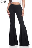 Good Quality Woman Pants 2021 Casual Solid Color High Waist Plus Size Women Trousers flare pants