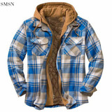 Wholesale Thickened Plaid Long Sleeve Hooded Jacket For Man Winter Men Fashion Jacket