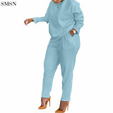 New Arrival 2021 Two Piece Pants Set Thick Casual Solid Color Long Sleeve Suit