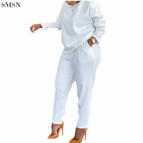 New Arrival 2021 Two Piece Pants Set Thick Casual Solid Color Long Sleeve Suit