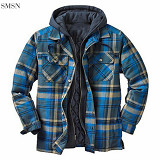 Wholesale Thickened Plaid Long Sleeve Hooded Jacket For Man Winter Men Fashion Jacket