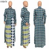 Latest Design Women'S Garment Of Long Unlined Upper Garment Of Fashionable Recreational Color Plaid Splicing
