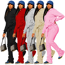 2 Piece Sets Outfits 2021 Autumn Thick Tracksuit pockets two pieces clothing women hooded tops Stacked pants set