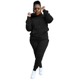 Custom Logo Plus Size Outfits for Women Thick Tracksuit Long Sleeve Hoodies Two Piece Set Ladies 2 Piece Set Joggers Sets