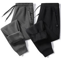 Good Quality men's gym fall winter sports loose pants with fleece bunched feet casual pants