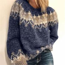 High Quality fall winter recreational knitting jacquard sweater Casual knit sweater