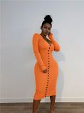 Wholesale Fall 2021 Women Clothes Long Sleeve Dress Solid Color Midi Elegant Casual Bodycon Women Girls' Dresses