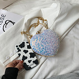 Sequined Heart Shaped Handbags 2021 New Fashion Design Ring Handbag Messenger Chain Dinner Bag
