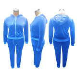 Fashionable 202 Casual Sports Women Solid Color Hoodie Zipper Jacket Plus Size Two Piece Pants Sets
