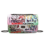 Fashion Pu Leather Crossbody Bag Women New Designer Rainbow Color Purse Shoulder Bag Ladies Graffiti Purse Handbag