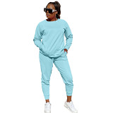 Women 2 Piece Set Custom Winter Clothing Sweatsuit set tracksuit Solid Color Pocket joggers pants two piece pants set