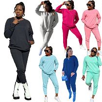 Women 2 Piece Set Custom Winter Clothing Sweatsuit set tracksuit Solid Color Pocket joggers pants two piece pants set
