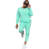 Women 2 Piece Set Custom Winter Clothing Sweatsuit set tracksuit Solid Color Pocket joggers pants two piece pants set