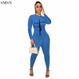 Best Seller Casual Letter Printing Trim Body Fall Two Pieces Sets Womens Clothing Two Piece Fashion