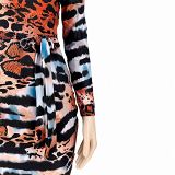 High Quality Long Sleeve Leopard Grain Plus Size Women'S Dresses Sexy Dress Long Dress