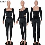 New Style Sexy Off The Shoulder Velour Two Piece Set Women Sets Two Piece Two Piece Pants Set