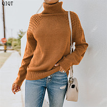 New Stylish Fall Women Clothes Long Sleeve Turtleneck Sweater Loose Pullover Sweaters Women