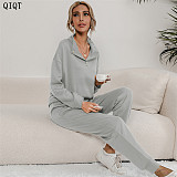 New Design Wholesale Solid Color Casual Two Piece Pants Set Women Clothing Fall Two Piece Sets For Women