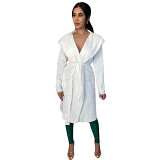 Solid Color Bandage Navy Collar Fashion Long Coats For Women Casual Windbreaker Women's Custom Trench Coat