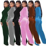 European and American Amazon women's new style velvet casual straight sports pants suit