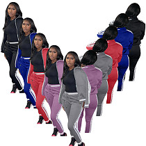 New Arrival 2021 Side Stripe Fashion Movement Two Piece Sweatsuit Women Womens Clothing Two Piece Pants Set Women