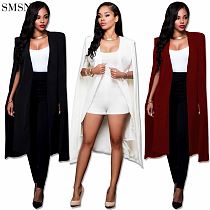 Best Design Solid color long cape blazer women trench coat winter puffy coats for women