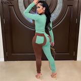 New Arrival 2021 Spliced hip lift sexy two-piece set women sets two piece casual fall two piece sets for women
