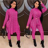 New Arrival 2021 fall Plaid printed high collar suit 2 piece pants sets women sets two piece casual