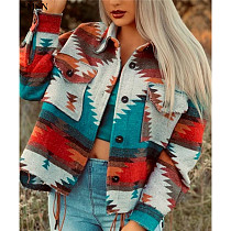 Best Design  Short woolen print loose jacket women trench coat winter puffy coats for women