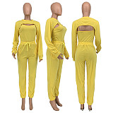 2022 new arrivals Solid color Sportswear suit pant 3 piece sweat set women clothing Women three piece set