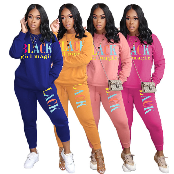 Wholesale Fashion Winter Two Piece Sets Woman Long Sleeve Letters Print Tracksuits Sportswear Pants 2 Piece Set Women