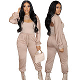 2022 new arrivals Solid color Sportswear suit pant 3 piece sweat set women clothing Women three piece set