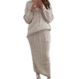 2021 Winter fashion Plus size women clothing 13colors Long Sleeve sweater Dress Set Women's Knit Pullover Skirts Set 2 Piece