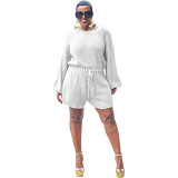 Hot Selling Fall and Winter Loose Fit Knit Playsuit Sweater Elastic Waist Long Lantern Sleeve Sweater Jumpsuit and Romper