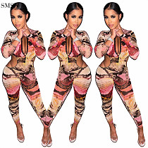 Amazon 2021 Sexy Printed Dew Waist Long Sleeve Jumpsuits One Piece Jumpsuit Winter Jumpsuit