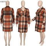 New Trendy Plaid Single Breasted Fringed Woolen Winter Coat Women Women'S Coats Long Coat For Women