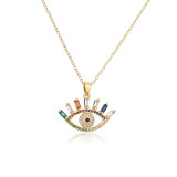 INS Cool Jewelry Natural Stone Crystal Quartz Resin Eye Necklace Devil Eyes Pendant Necklace For Girls