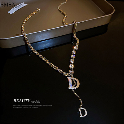 Wholesale Stainless Steel Cuba Chain Necklace Ancient English Letter D Necklace Individual Name Custom Necklace Woman