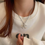 Zircon C Letter Necklace Design Sense Sweater Chain Female Autumn Winter Ins Metal